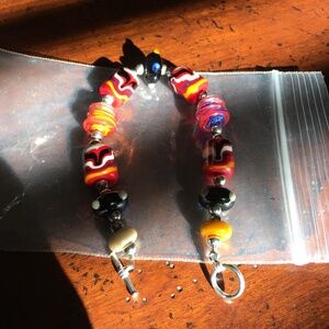 Handmade glass beaded bracelet with toggle closure